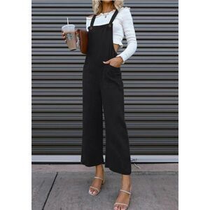 Ni Min Black Overall Jumpsuit 2XL Wide Leg Pockets